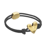 UNOde50 Black Elastic Thread Gold Heart Charm Bracelet - Medium