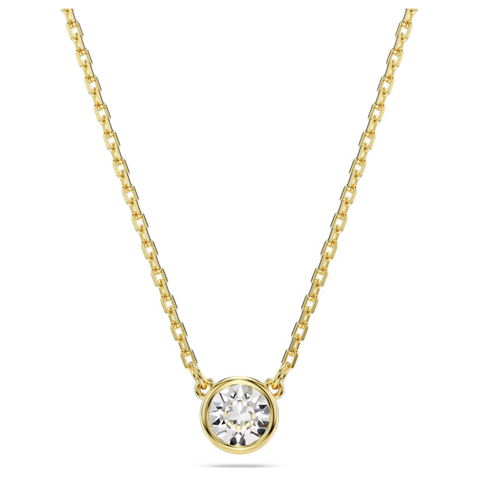 Swarovski Imber Pendant Necklace - Round cut, White, Gold-tone plated