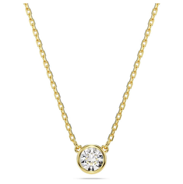 Swarovski Imber Pendant Necklace - Round cut, White, Gold-tone plated