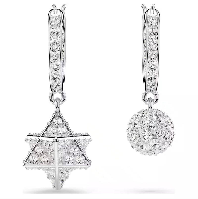 Swarovski Hoop Star & Sphere Crystal Drop Earrings