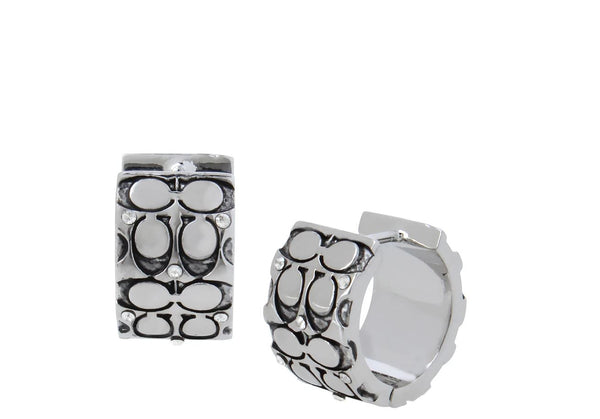 Coach Quilted C Huggie Earrings - Silver-Plated