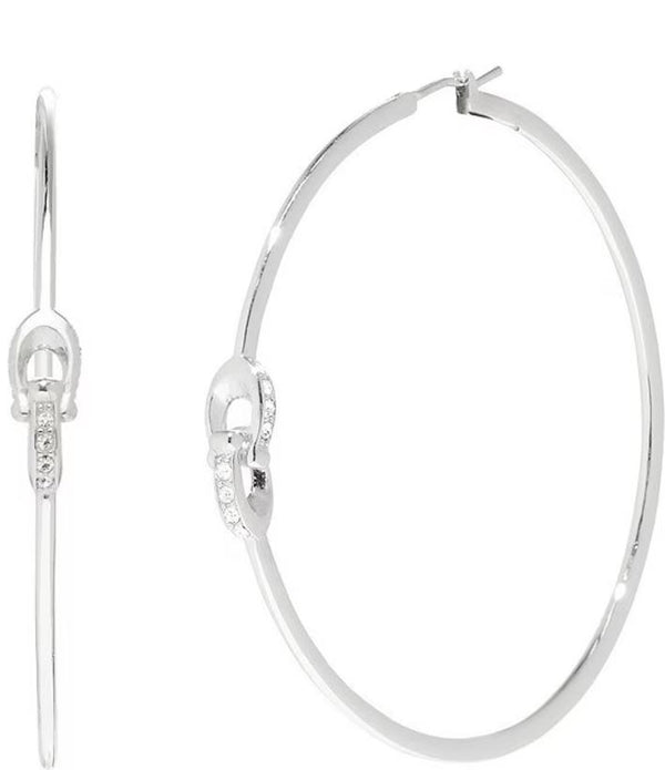 Coach Signature C Hoop Earrings - Silver-Plated