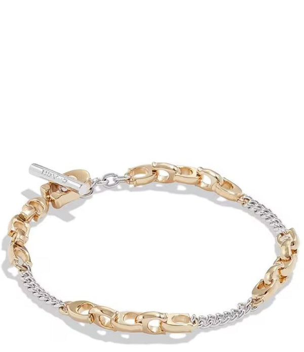 Coach Signature C Mixed Chain Line Bracelet - Two-Tone