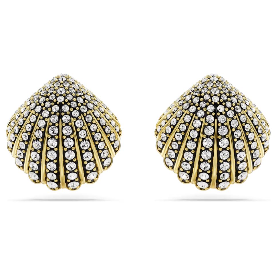 Swarovski Idyllia Stud Earrings - Shell, White, Gold-Tone Plated