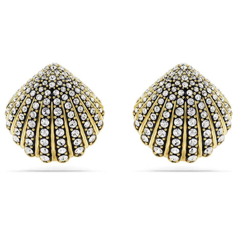 Swarovski Idyllia Stud Earrings - Shell, White, Gold-Tone Plated