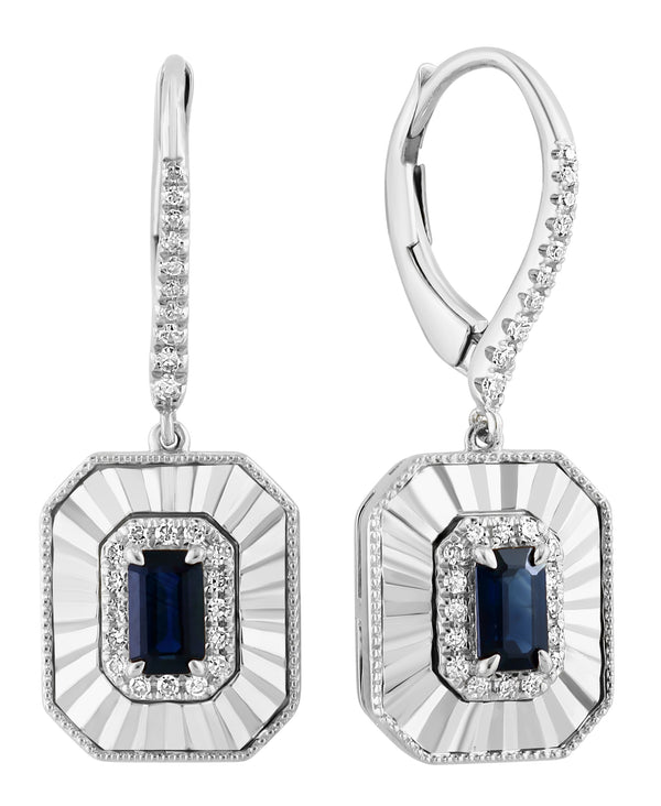 Effy 14K White Gold Sapphire & Diamond Drop Earrings