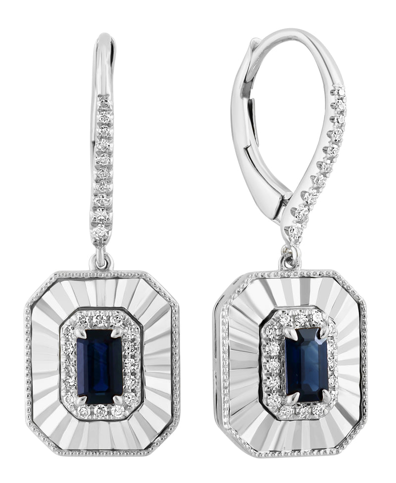 Effy 14K White Gold Sapphire & Diamond Drop Earrings