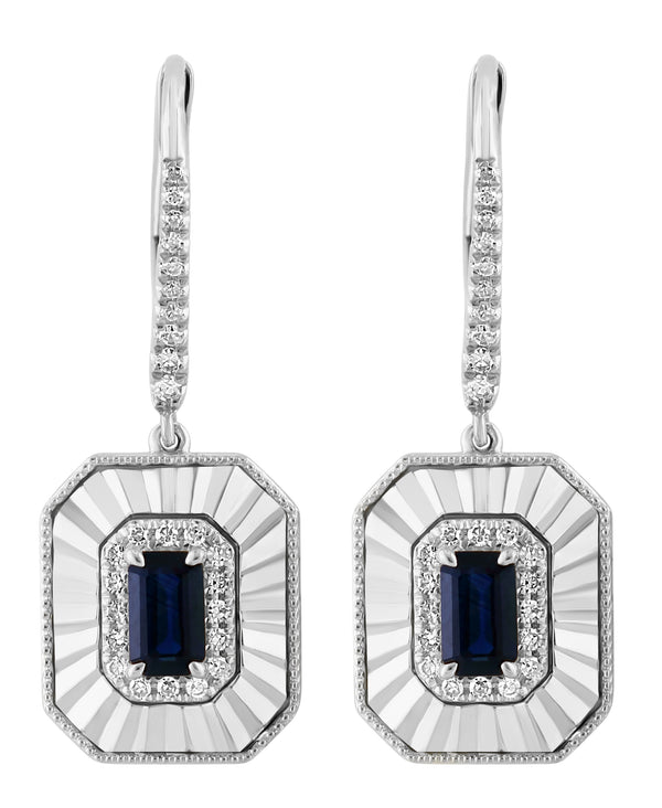 Effy 14K White Gold Sapphire & Diamond Drop Earrings