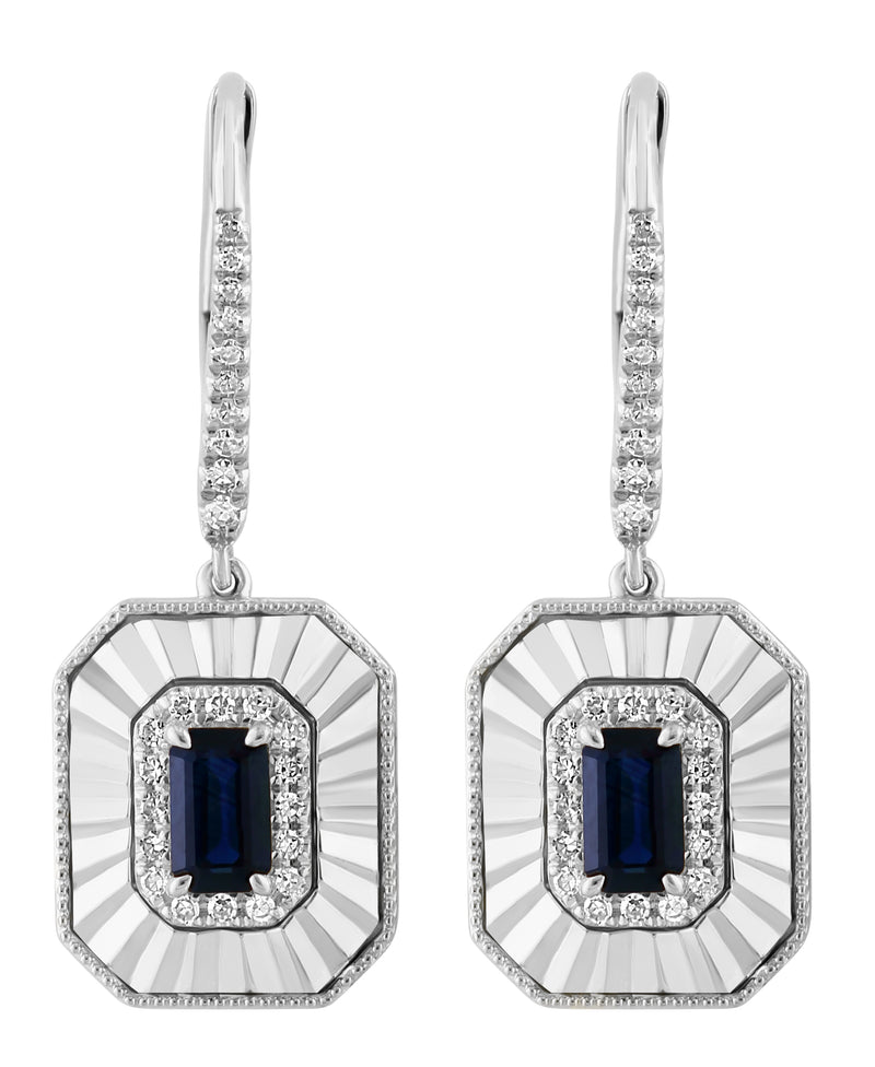 Effy 14K White Gold Sapphire & Diamond Drop Earrings