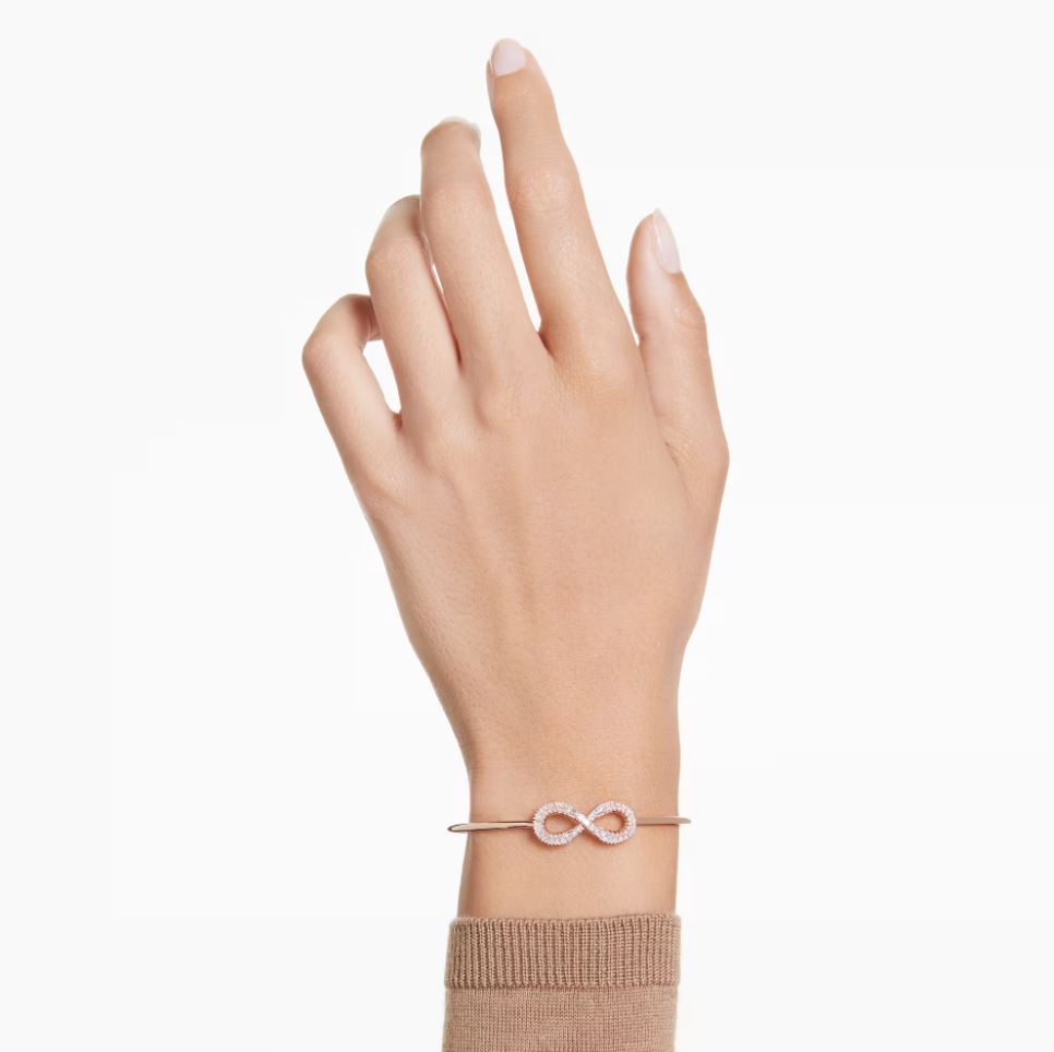 Swarovski Hyperbola Bangle Bracelet - Infinity, White, Rose Gold-Tone Plated