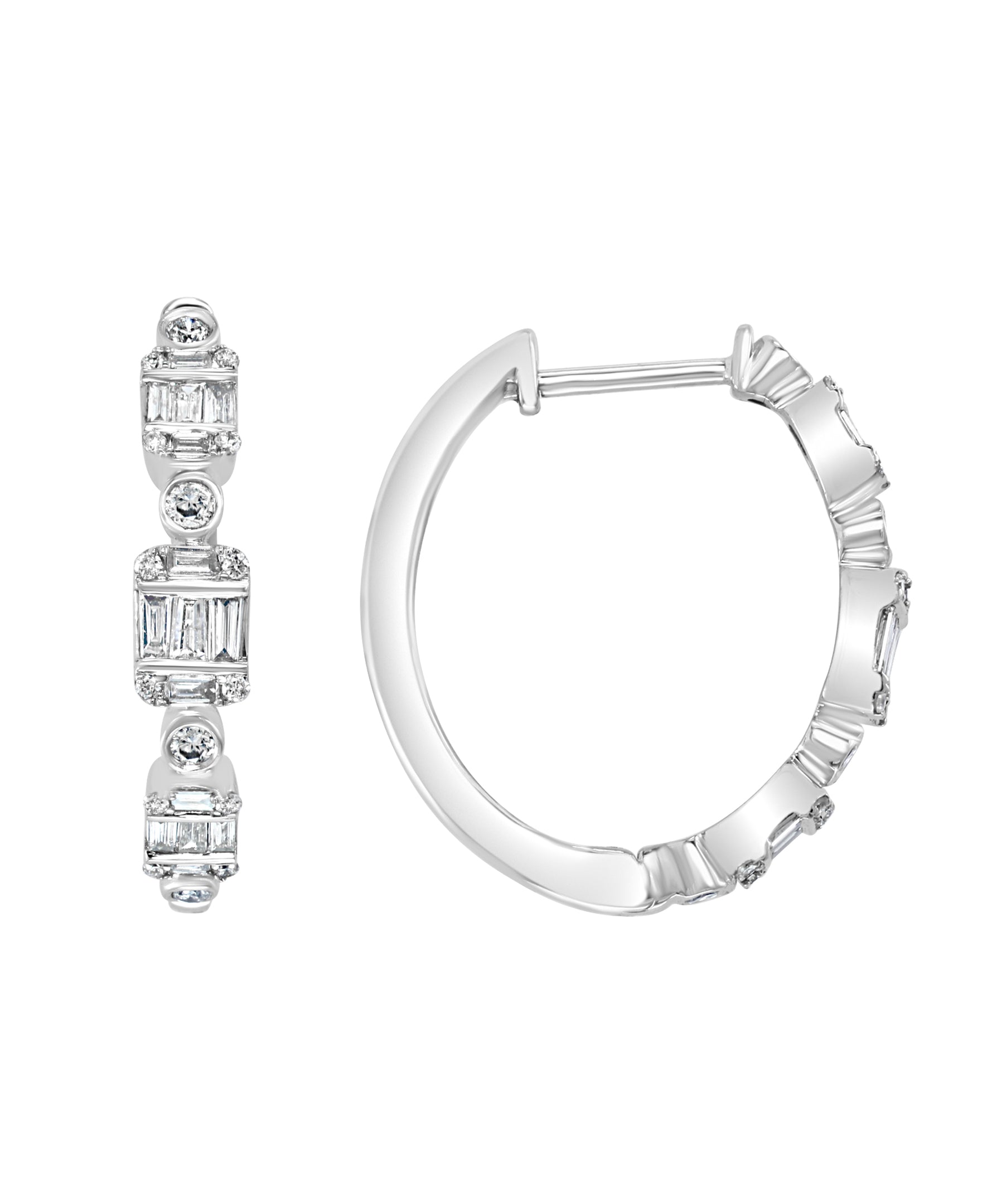 Effy 14K White Gold & 1/2 Ct. T.w. Diamond Hoop Earrings