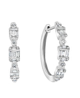 Effy 14K White Gold & 1/2 Ct. T.w. Diamond Hoop Earrings
