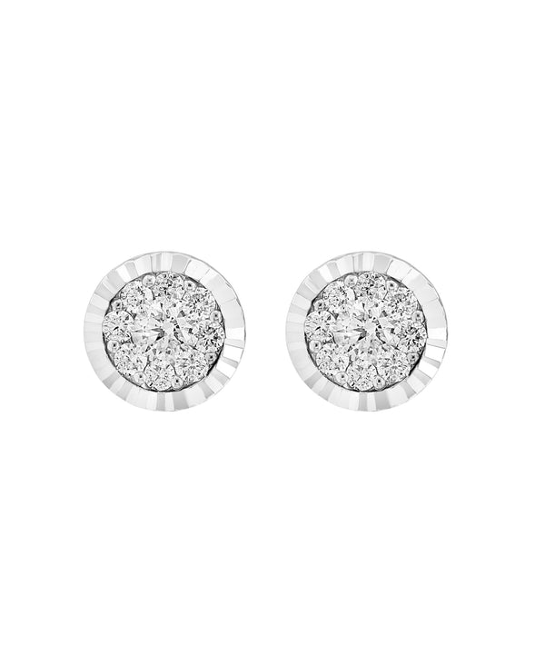 Effy 14K White Gold Diamond Round Cluster Stud Earrings