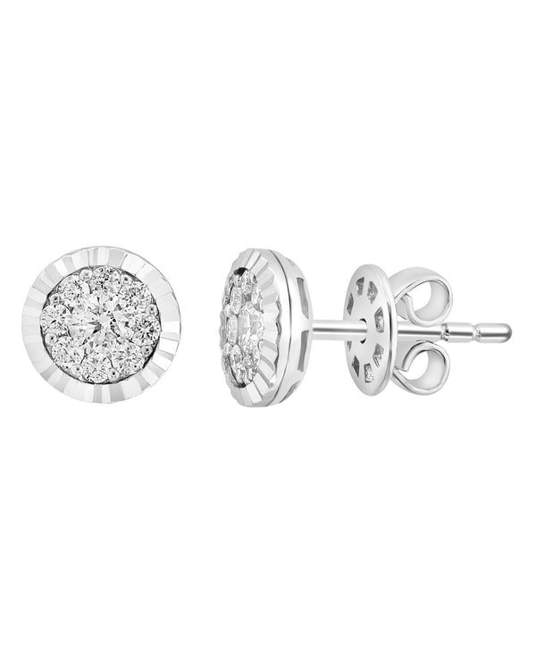 Effy 14K White Gold Diamond Round Cluster Stud Earrings