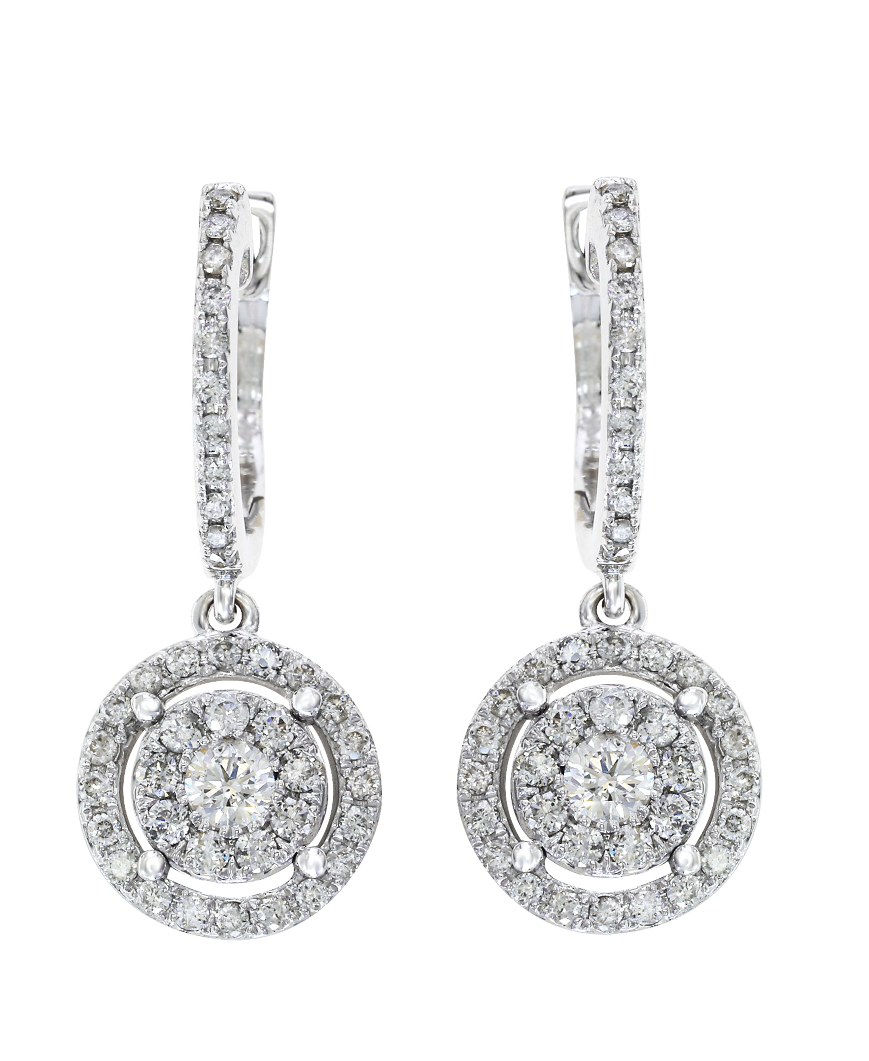 Effy 14K White Gold Diamond Circle Drop Earrings