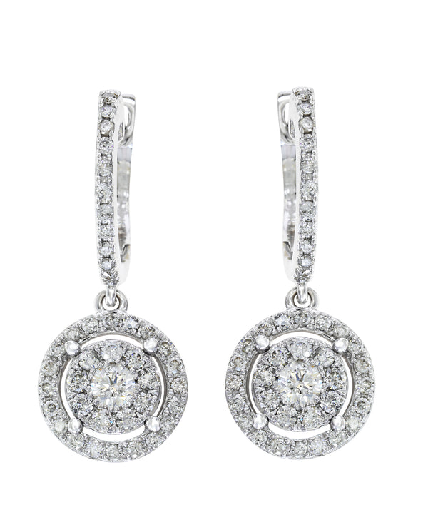 Effy 14K White Gold Diamond Circle Drop Earrings
