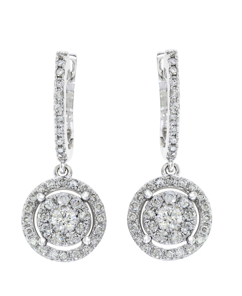 Effy 14K White Gold Diamond Circle Drop Earrings
