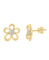 EFFY 14K Yellow Gold Diamond Flower Stud Earrings