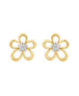 EFFY 14K Yellow Gold Diamond Flower Stud Earrings