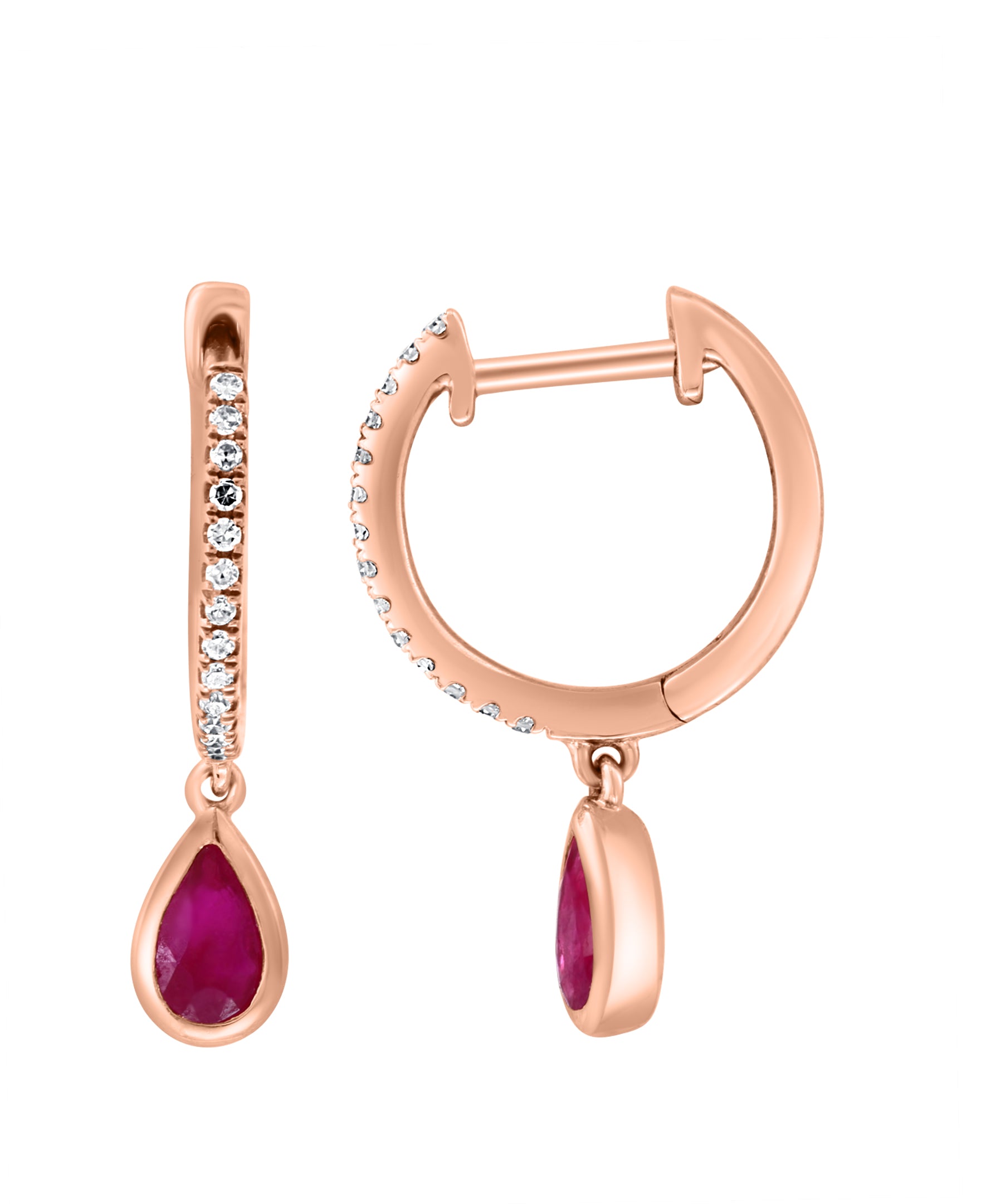 Effy 14K Rose Gold Ruby & Diamond Tear Drop Earrings