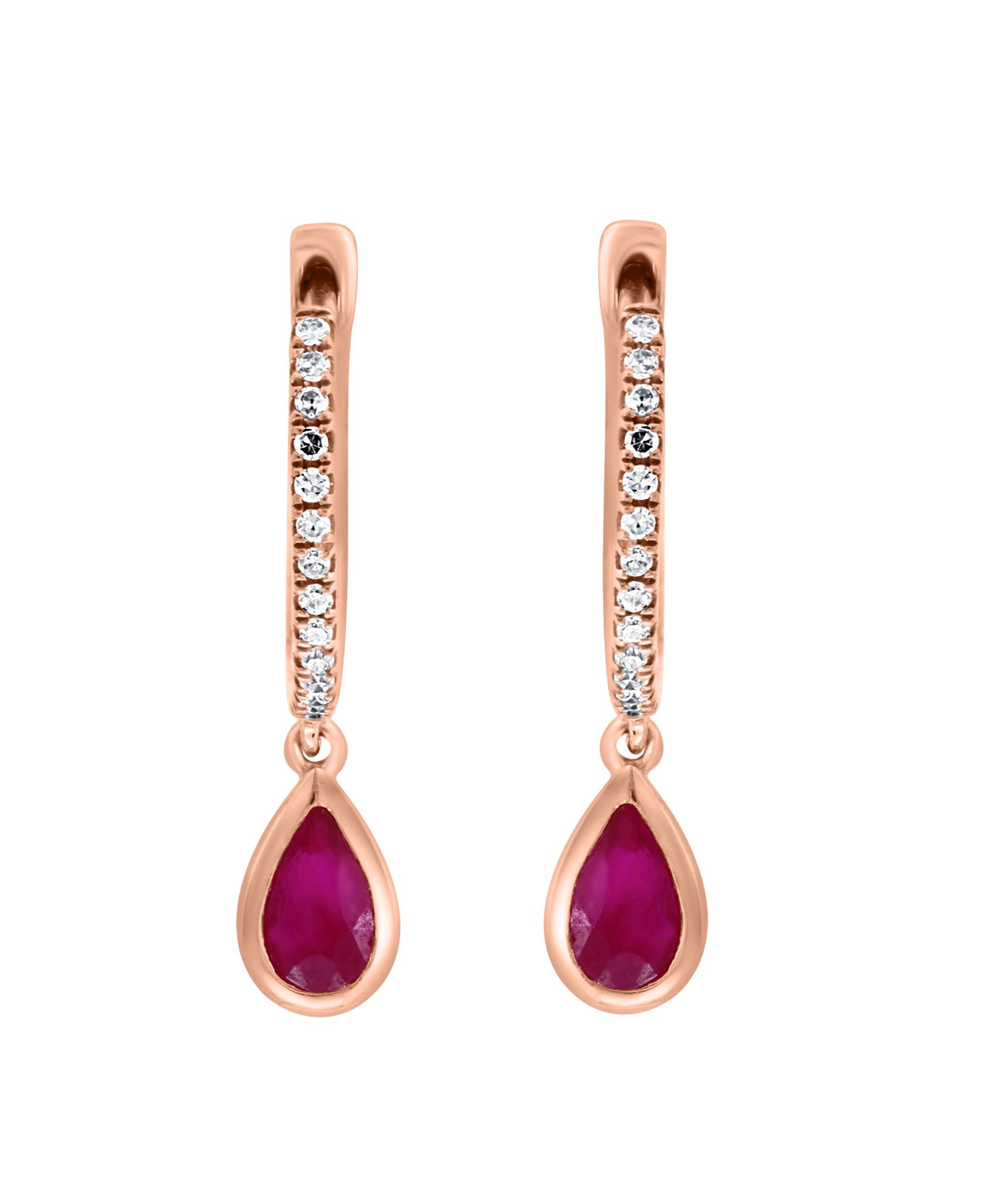 Effy 14K Rose Gold Ruby & Diamond Tear Drop Earrings