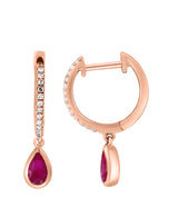Effy 14K Rose Gold Ruby & Diamond Tear Drop Earrings