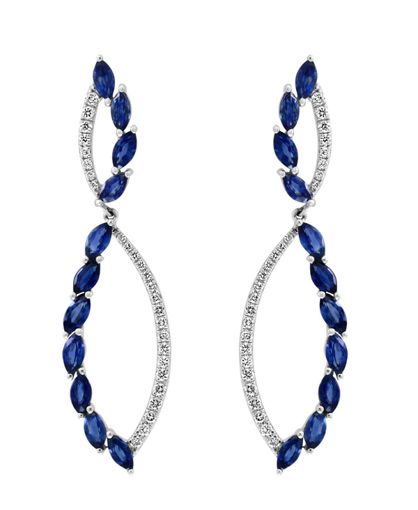 Effy 14K White Gold Sapphire & Diamond Infinity Drop Earrings