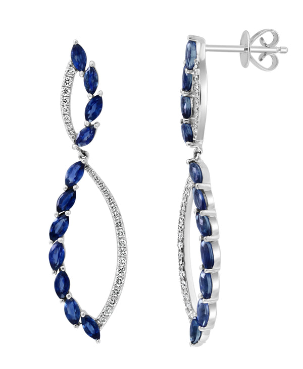 Effy 14K White Gold Sapphire & Diamond Infinity Drop Earrings