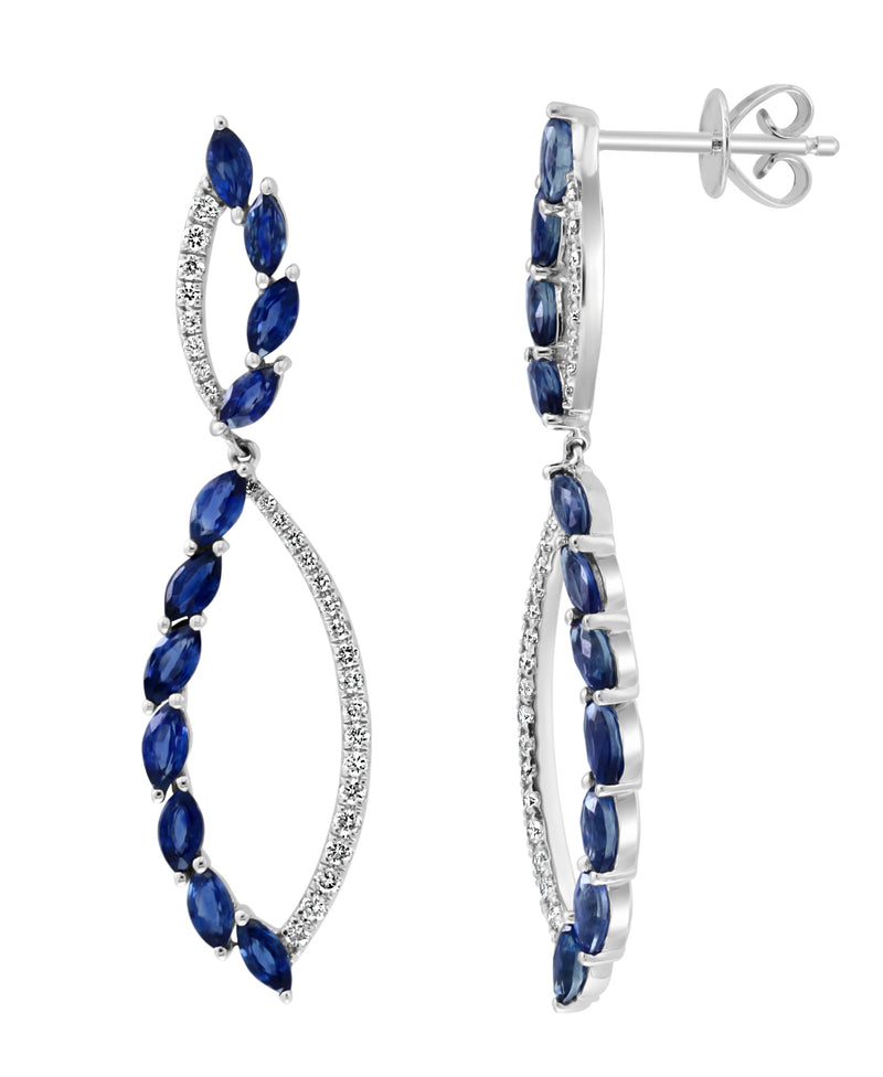 Effy 14K White Gold Sapphire & Diamond Infinity Drop Earrings