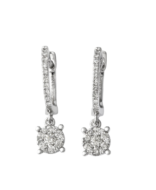 Effy 14K White Gold Diamond Cluster Drop Earrings