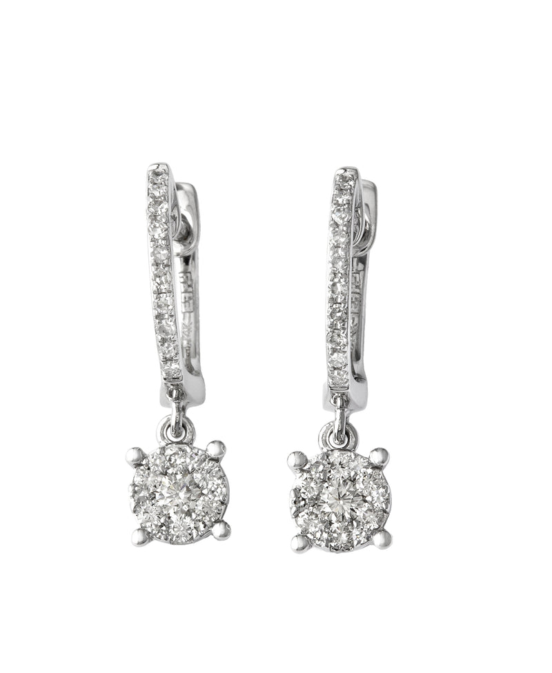 Effy 14K White Gold Diamond Cluster Drop Earrings