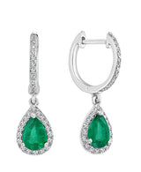 Effy 14K White Gold Emerald & Diamond Drop Earrings