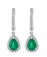 Effy 14K White Gold Emerald & Diamond Drop Earrings