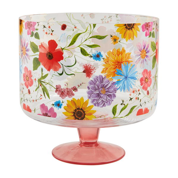 Mud Pie Floral Glass Serving Bowl