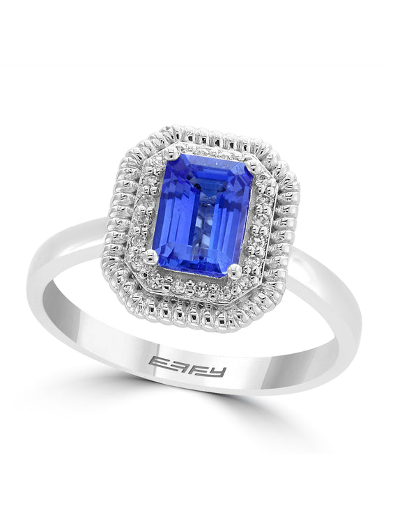 Effy 14K White Gold Tanzanite & Diamond Halo Ring - Size 7