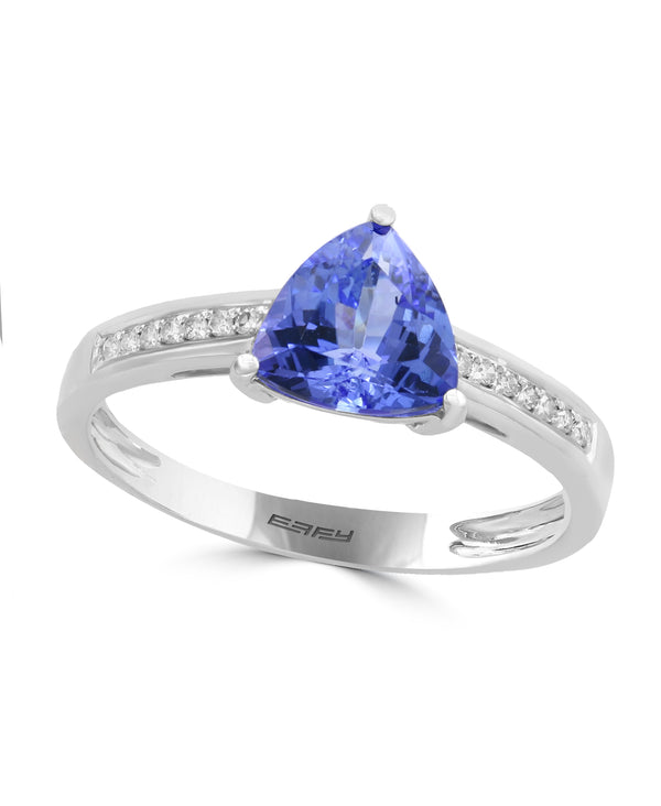 Effy 14K White Gold Trillion Tanzanite & Diamond Ring