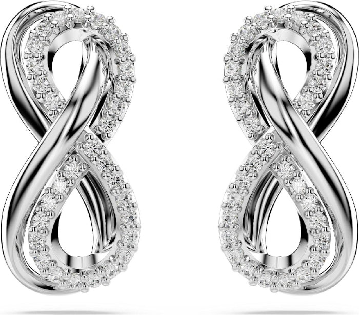 Swarovski Hyperbola Stud Earrings - Infinity, White, Rhodium plated