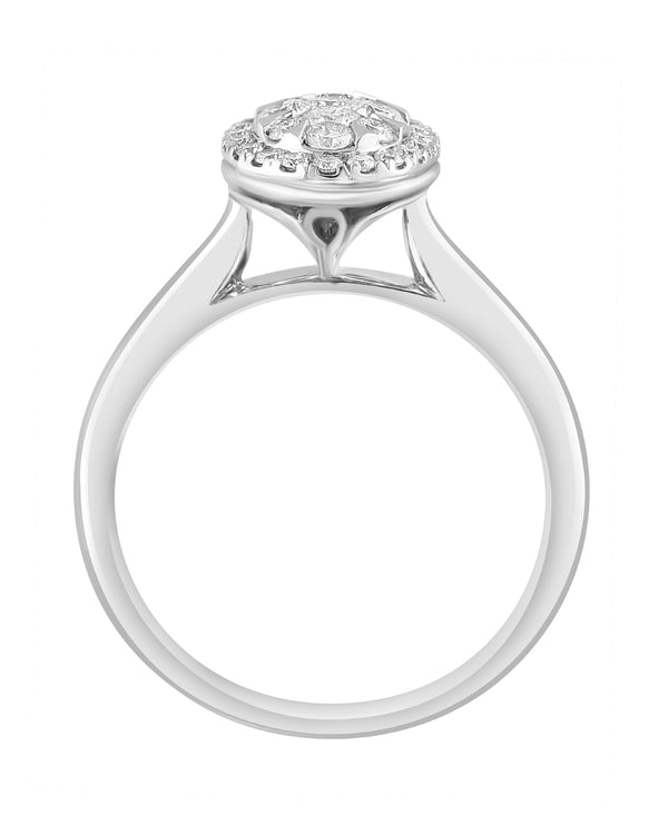 Effy 18K White Gold Diamond Oval Ring - Size 7