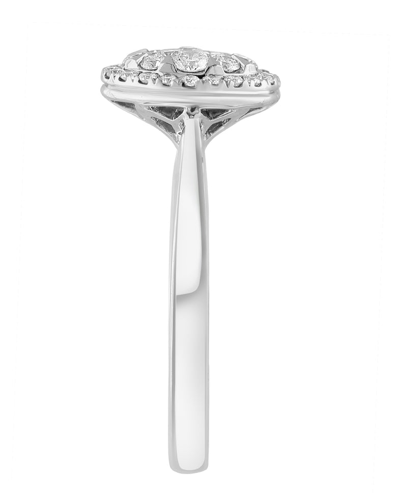 Effy 18K White Gold Diamond Oval Ring - Size 7