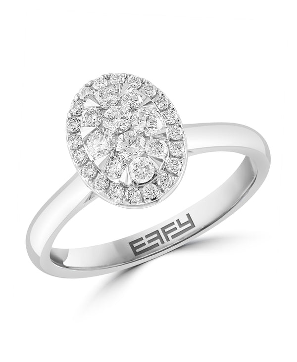 Effy 18K White Gold Diamond Oval Ring - Size 7