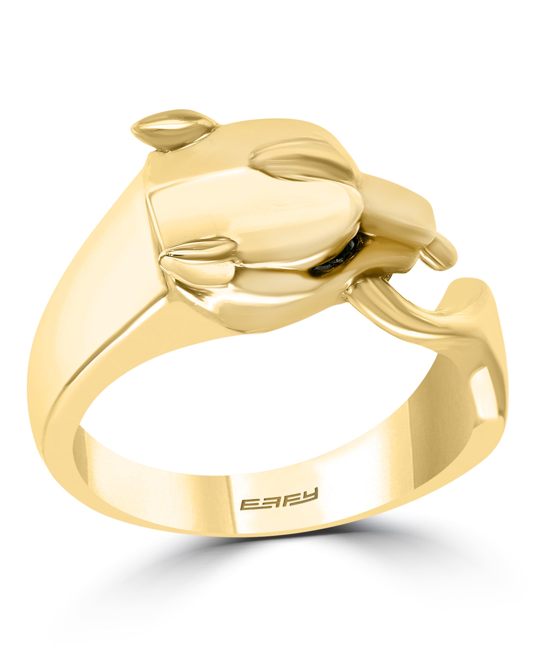 Effy 14K Yellow Gold Black Diamond Panther Ring - Size 10