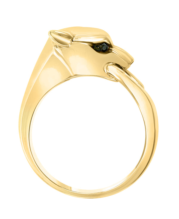 Effy 14K Yellow Gold Black Diamond Panther Ring - Size 10