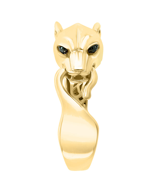 Effy 14K Yellow Gold Black Diamond Panther Ring - Size 10