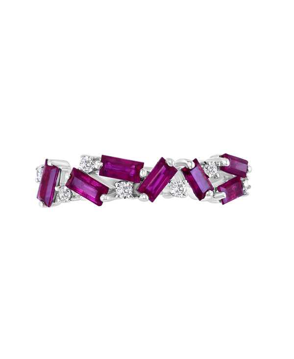Effy 14K White Gold Ruby & Diamond Ring