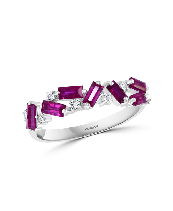 Effy 14K White Gold Ruby & Diamond Ring