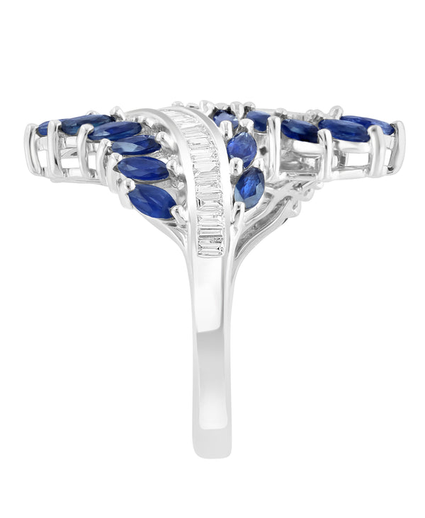 Effy 14K White Gold Sapphire & Diamond Leaf Wrap Ring - Size 7