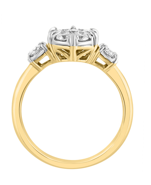 Effy 14K Two-Tone Gold Diamond Cluster Ring - Size 7