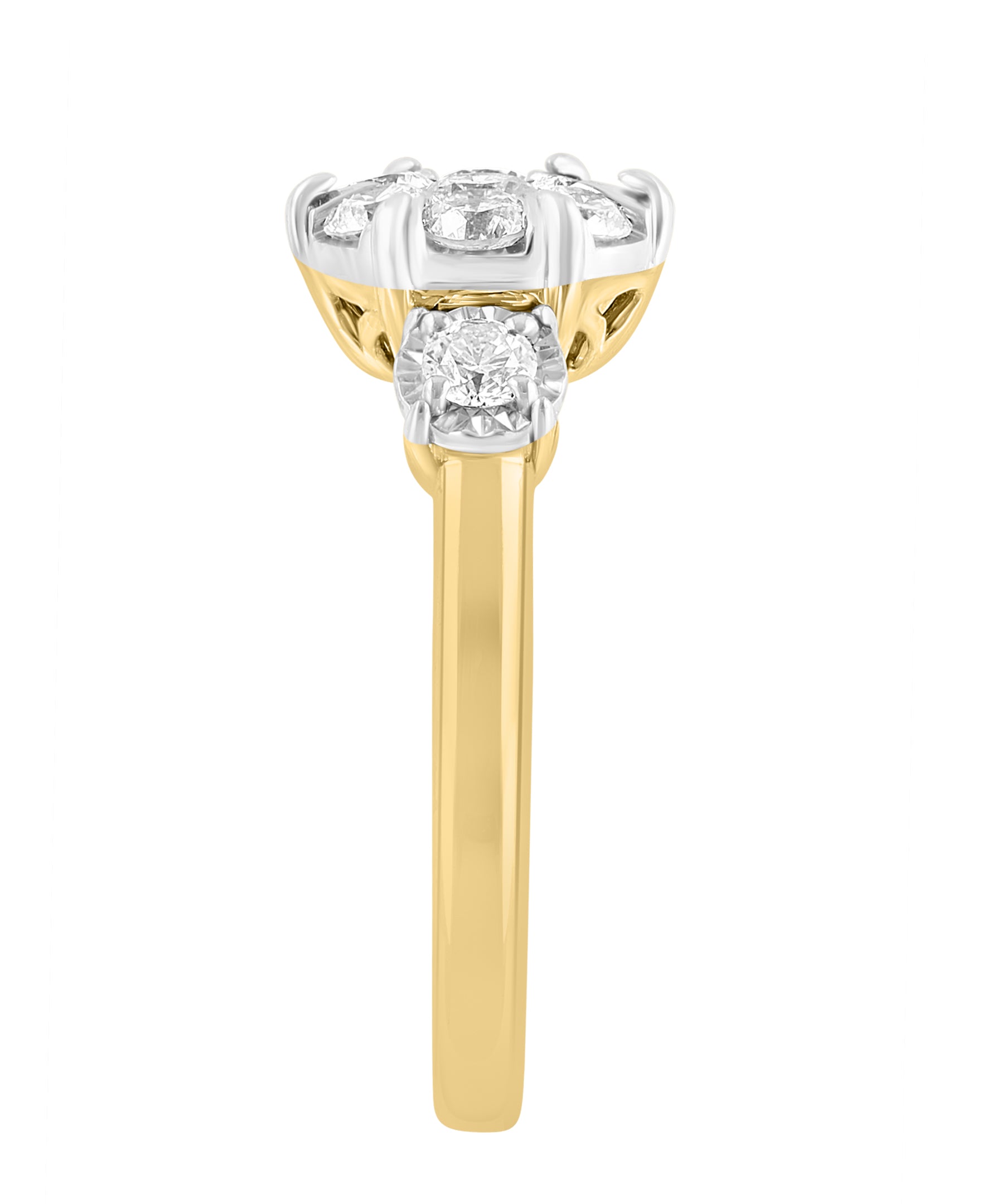 Effy 14K Two-Tone Gold Diamond Cluster Ring - Size 7