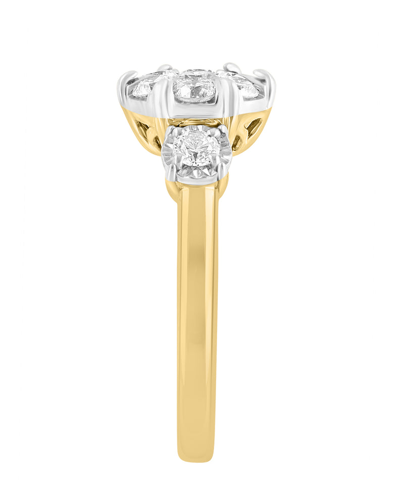 Effy 14K Two-Tone Gold Diamond Cluster Ring - Size 7