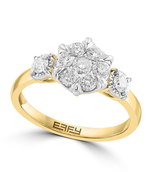Effy 14K Two-Tone Gold Diamond Cluster Ring - Size 7
